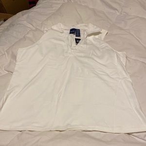 NWT Basic Editions White (Lace around Neckline) P Sleeveless Polo Shirt